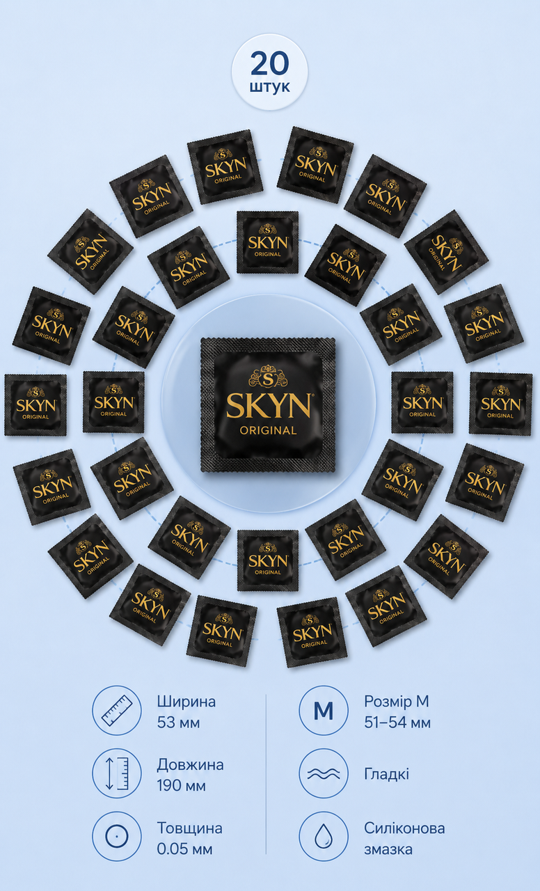 Презервативы Skyn ​​Original гладкие безлатексные полиизопреновые со смазкой 53 мм 20 шт. - фото 5