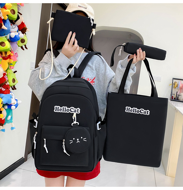 Школьный рюкзак для девочки Hello Cat 5в1 5-11 класс Черный (27668049) - фото 2
