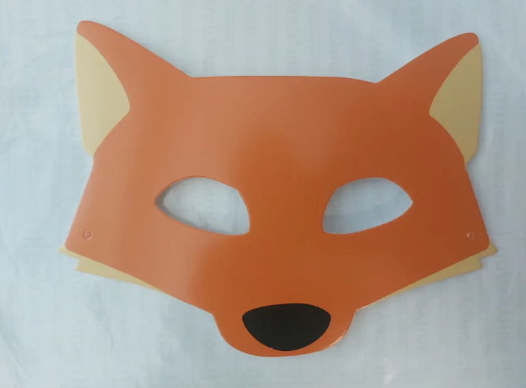 Маска детская Лиса из картона 19x15 см Оранжевый (111023)