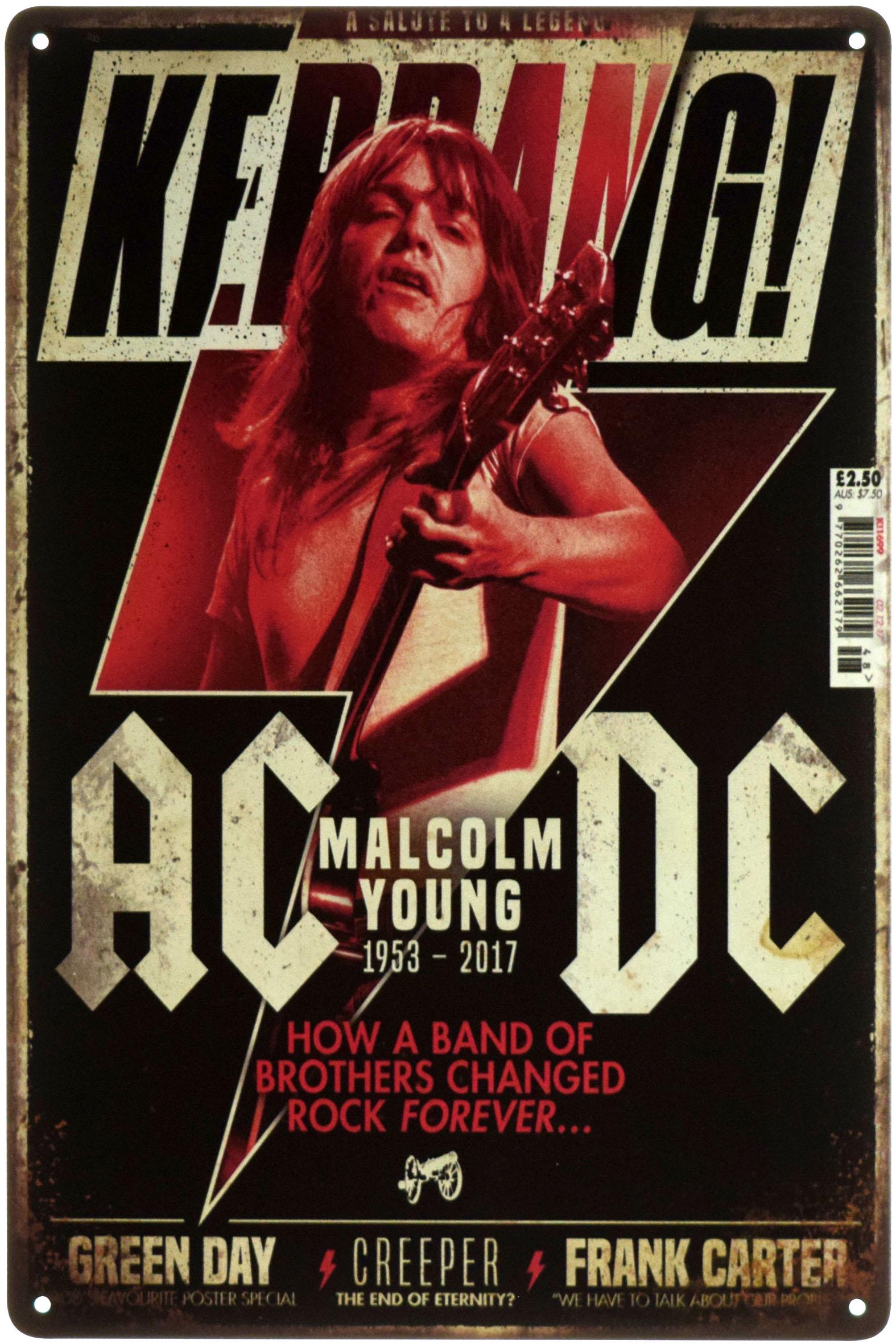 Табличка металлическая AC/DC Malcolm Young 20x30 см