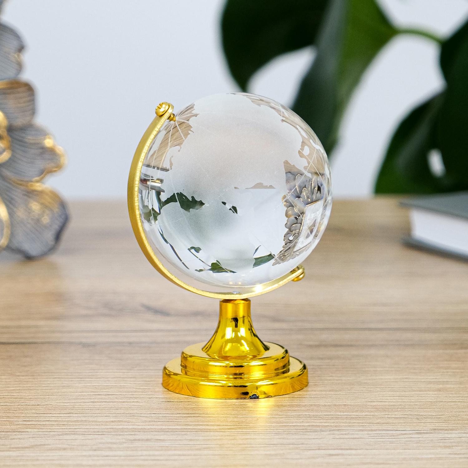 Глобус кришталевий на пластиковій підставці 9,5х6,5 см Золотий (MH-SJ045-1-6D) - фото 2 Глобус кришталевий на пластиковій підставці 9,5х6,5 см Золотий (MH-SJ045-1-6D) - фото 2