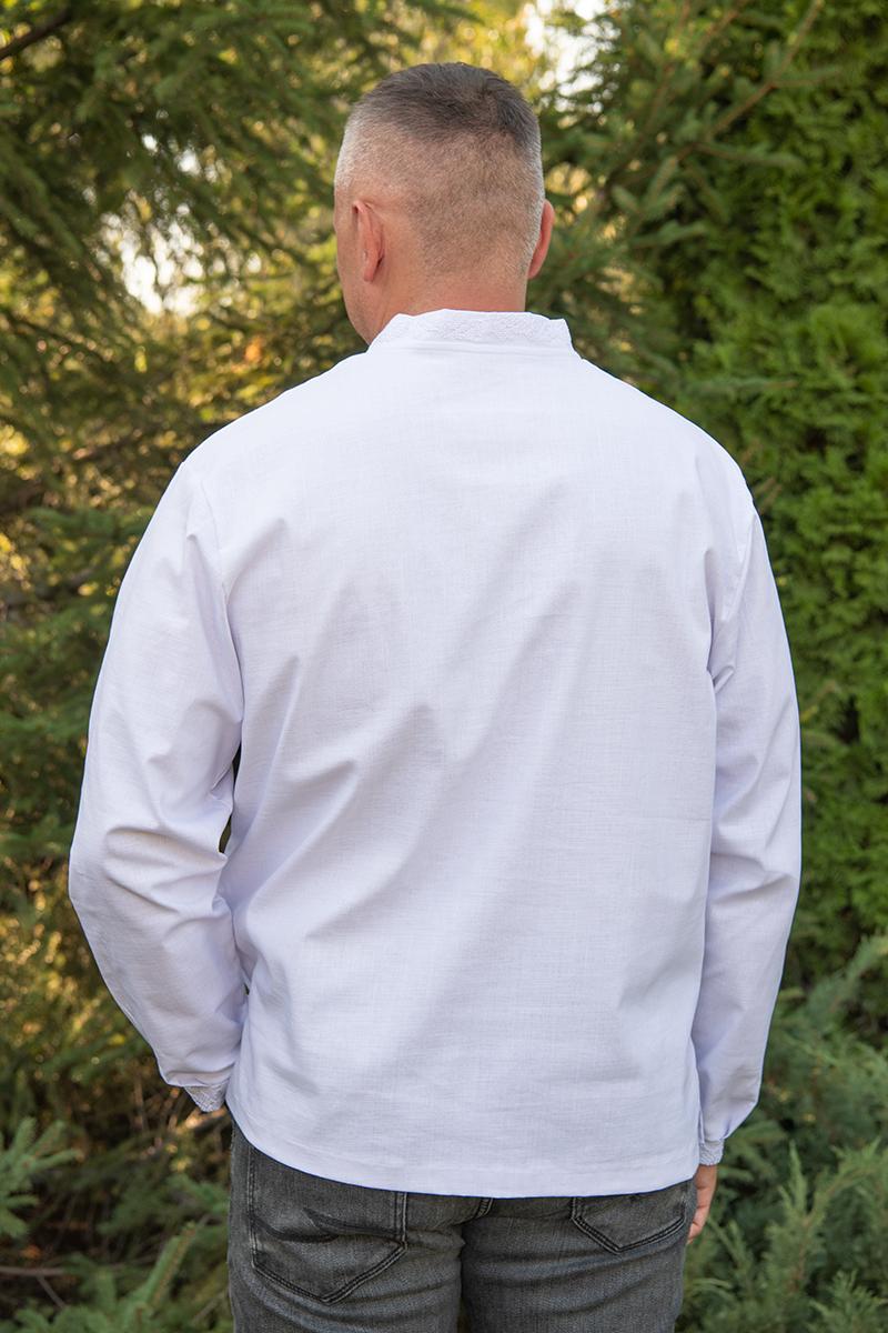 Вышиванка мужская из льна с длинным рукавом M Белый (2362547990) - фото 5 Вышиванка мужская из льна с длинным рукавом M Белый (2362547990) - фото 5