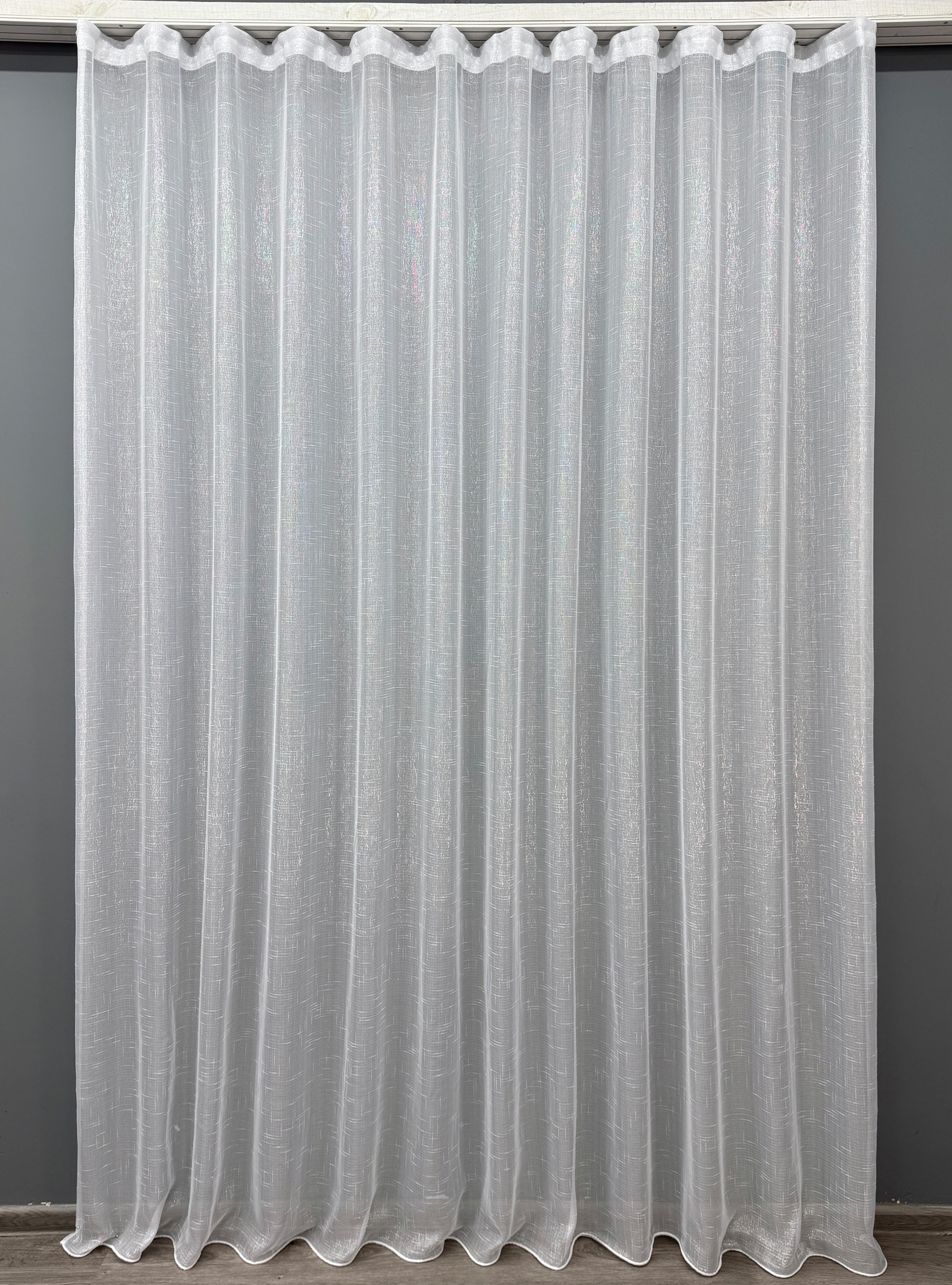 Тюль VR-Textil 1355т Мережка льон з люрексовою ниткою 250х270 см Білий (42-0080)