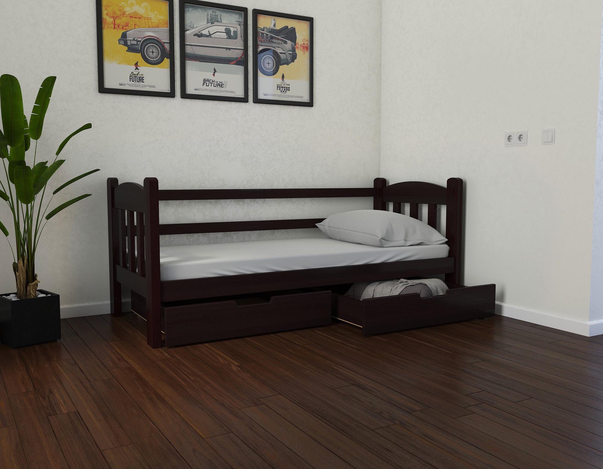 Кровать в детскую односпальная Luna mebli Элли с бортиком/ящиками 70x140 см Венге (43934)