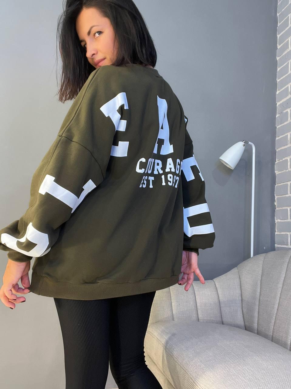 Світшот жіночий DAVRAS 6000 PLEASED подовжений утеплений на флісі OS Зелений (1244) - фото 3 Світшот жіночий DAVRAS 6000 PLEASED подовжений утеплений на флісі OS Зелений (1244) - фото 3