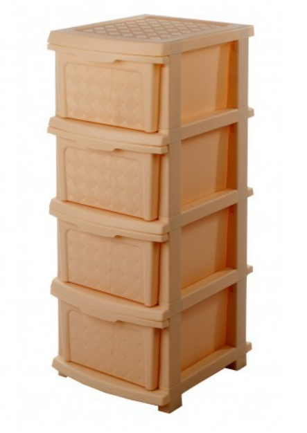 Комод пластиковый R-plastic на 4 яруса 340х400х860мм (бежевый)