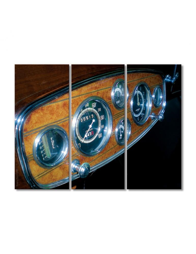 Картина модульная Спидометр старинного автомобиля 3 модуля 70x105 см