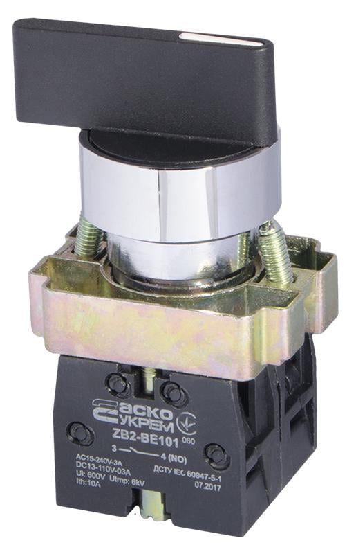 Кнопка поворотная АСКО-УКРЕМ XB2-BJ33 3-х позиционная с самовозвратом и удлиненной ручкой (00000019315)