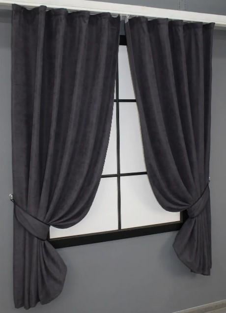 Комплект штор на кухню SPARTA мікровелюр 1,3х1,7 м 2 шт. Сірий (842ш) - фото 5