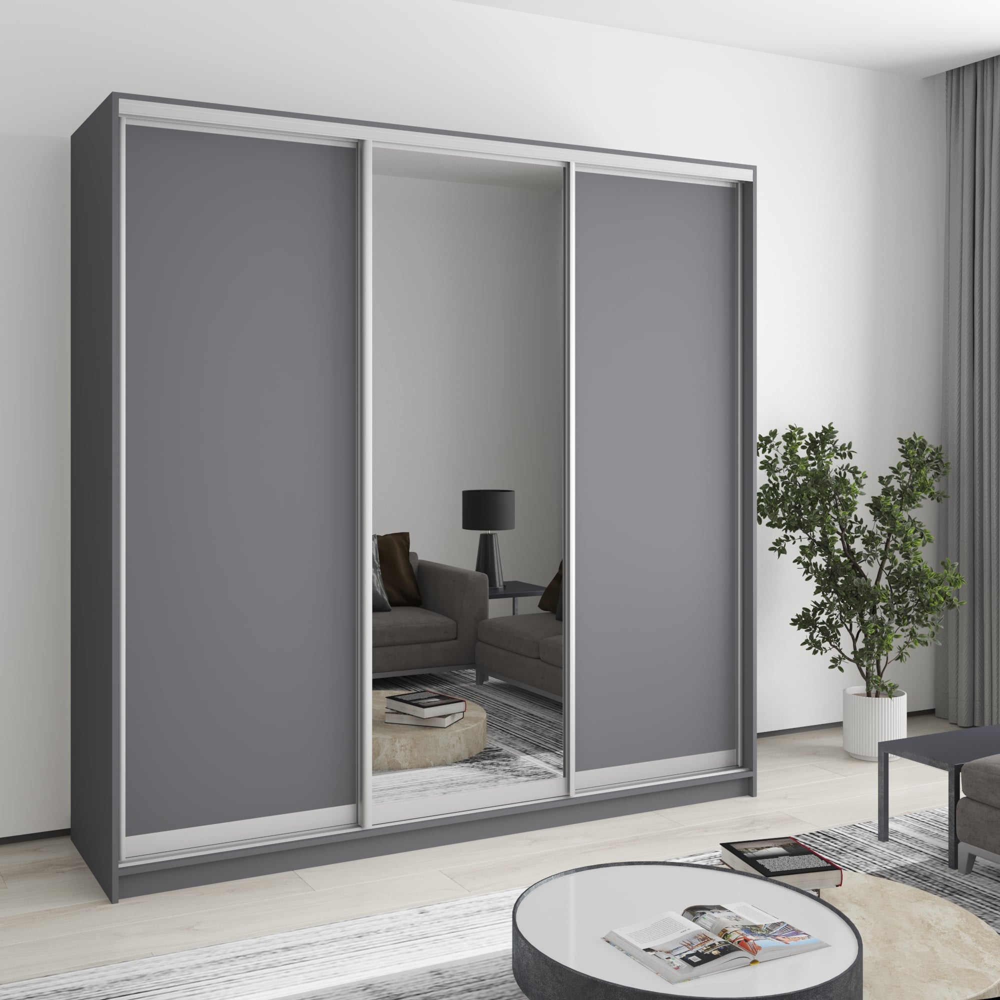 Шкаф-купе трехдверный Mebel Star Комбо AL MBS-1756 210х60х240 см Антрацит (1002669) Шкаф-купе трехдверный Mebel Star Комбо AL MBS-1756 210х60х240 см Антрацит (1002669)