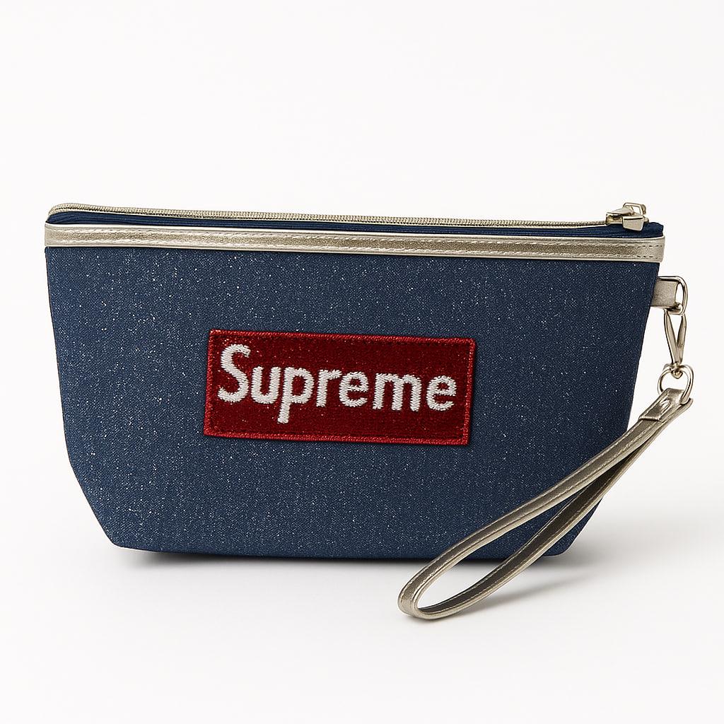 Косметичка Supreme с пайетками блестящая Синий (48d123de)