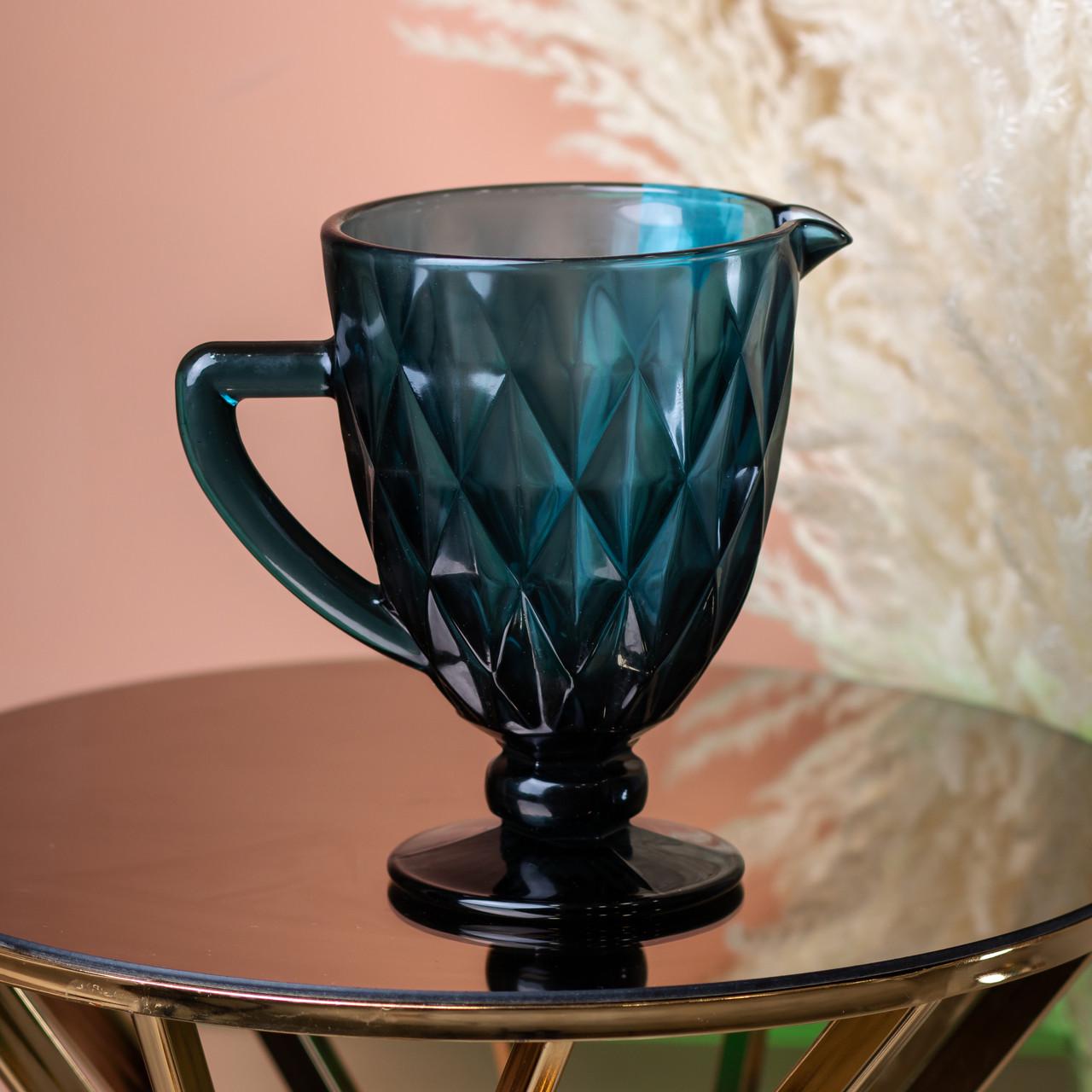 Глечик для напоїв з товстого скла гранований 1 л - фото 1 Глечик для напоїв з товстого скла гранований 1 л - фото 1