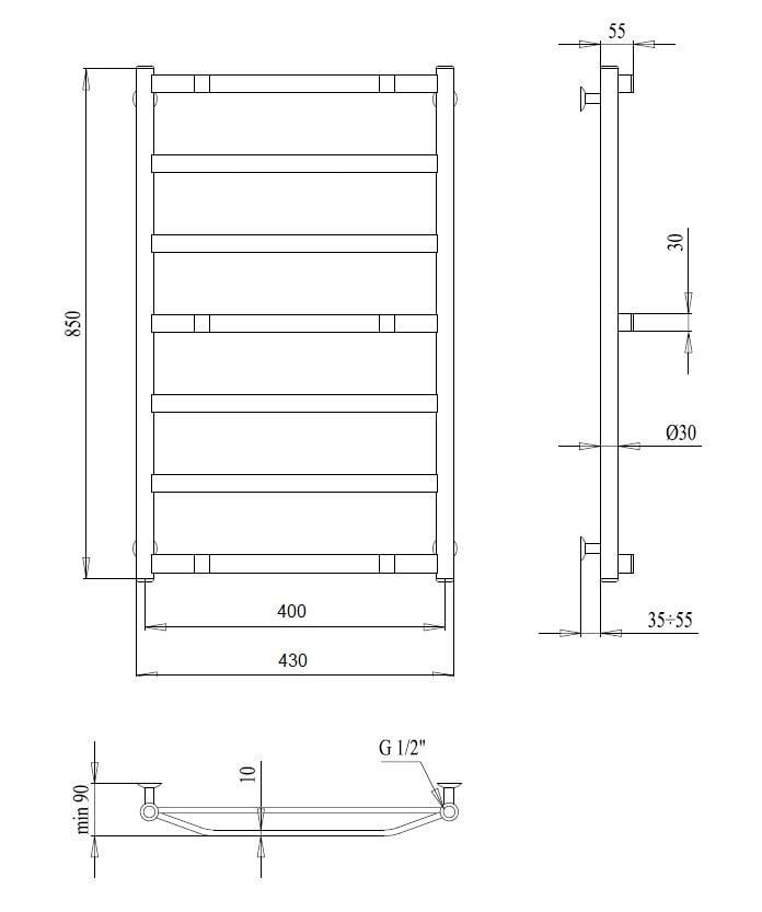 Полотенцесушитель водяной Paladii Ритм Нью 850х430х7 1/2" (ПН028) - фото 2 Полотенцесушитель водяной Paladii Ритм Нью 850х430х7 1/2" (ПН028) - фото 2