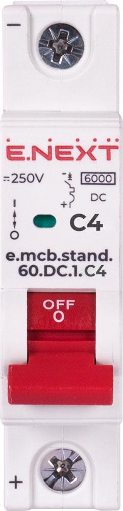 Автоматический выключатель E.NEXT e.mcb.stand.60.DC.1.C4 1P 4А 6кА C DC (s081003) - фото 2