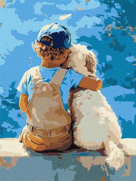 Картина по номерам Ideyka Мальчик и пес 30x40 см (Id-KHO8639)