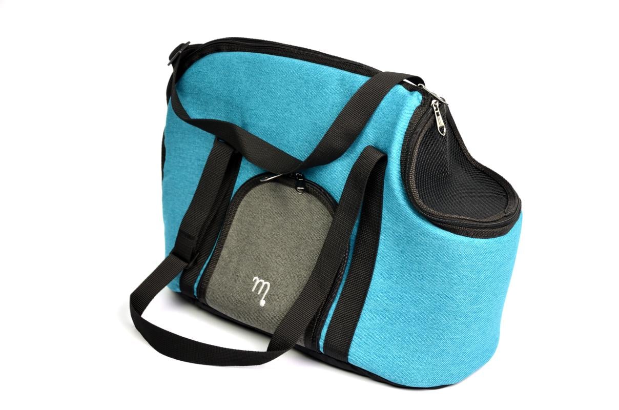 Сумка-переноска Zoobaza 303932 27х47х35 см Бірюзовий/Сірий