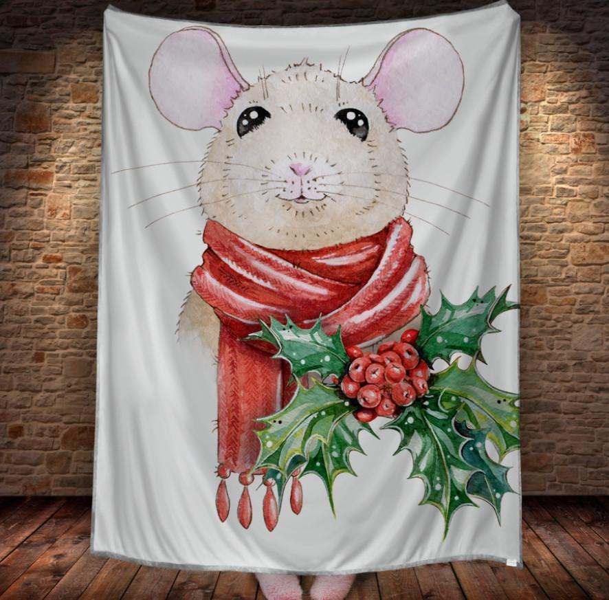 Плед с 3D принтом Праздничная мышь 150x200 см (epi_1143)