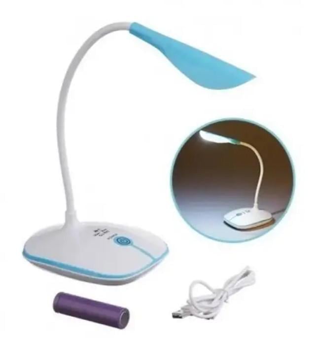 Настільна лампа JX 88O з акумулятором на гнучкій ніжці заряджання від USB Блакитний (2104618724) - фото 2