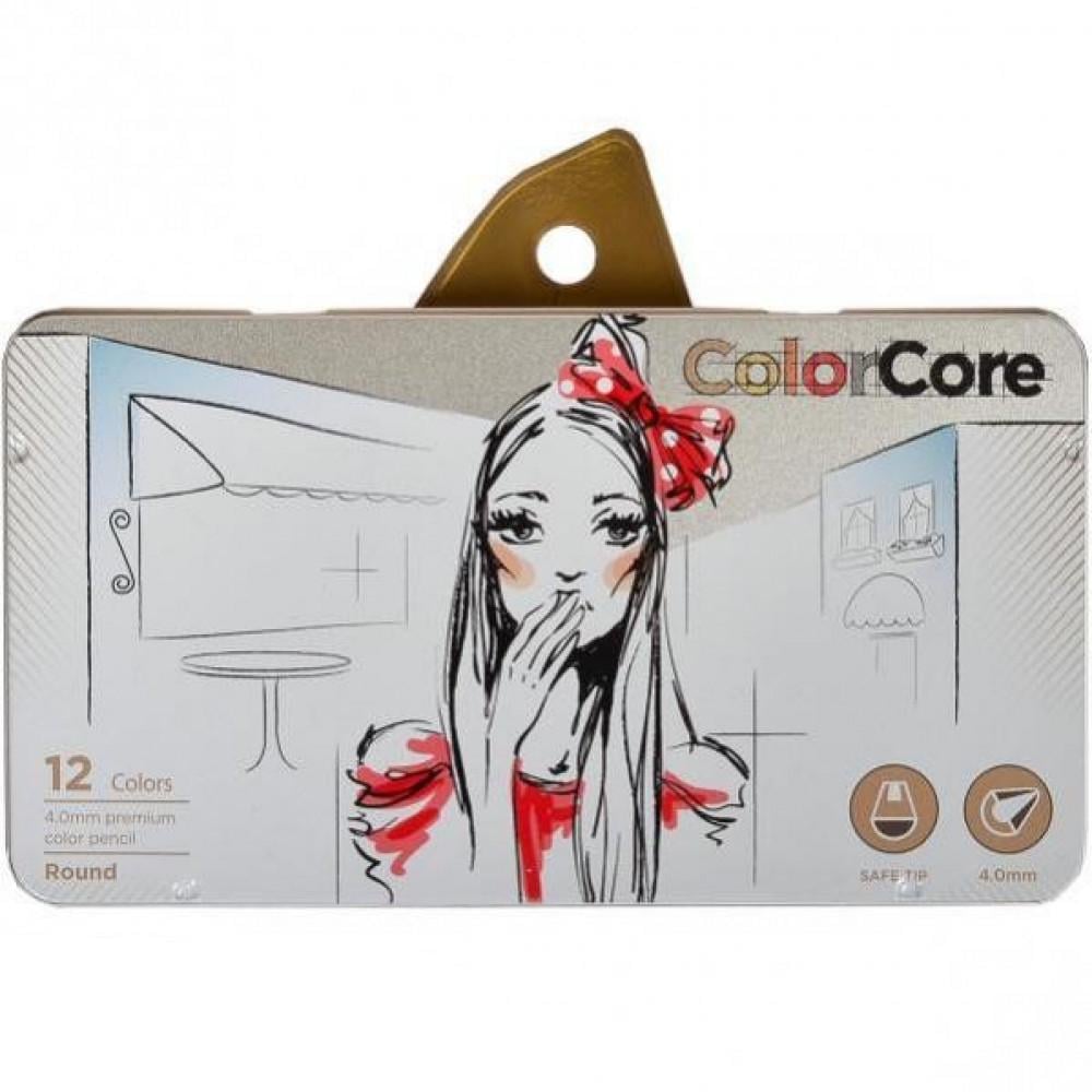 Набор цветных карандашей в металлической коробке ColorCore Marco 12 цвета (MAR-E3130-12-NT-B)