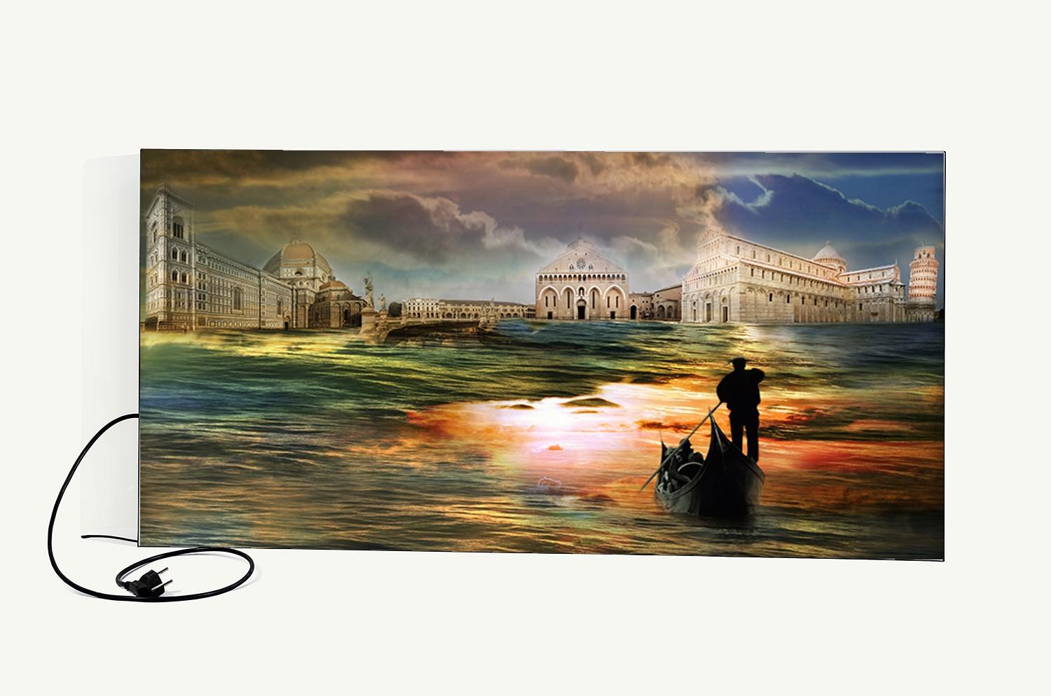 Керамический обогреватель инфракрасный Кам-ин 700 Вт на 14 кв м с рисунком (700color3)