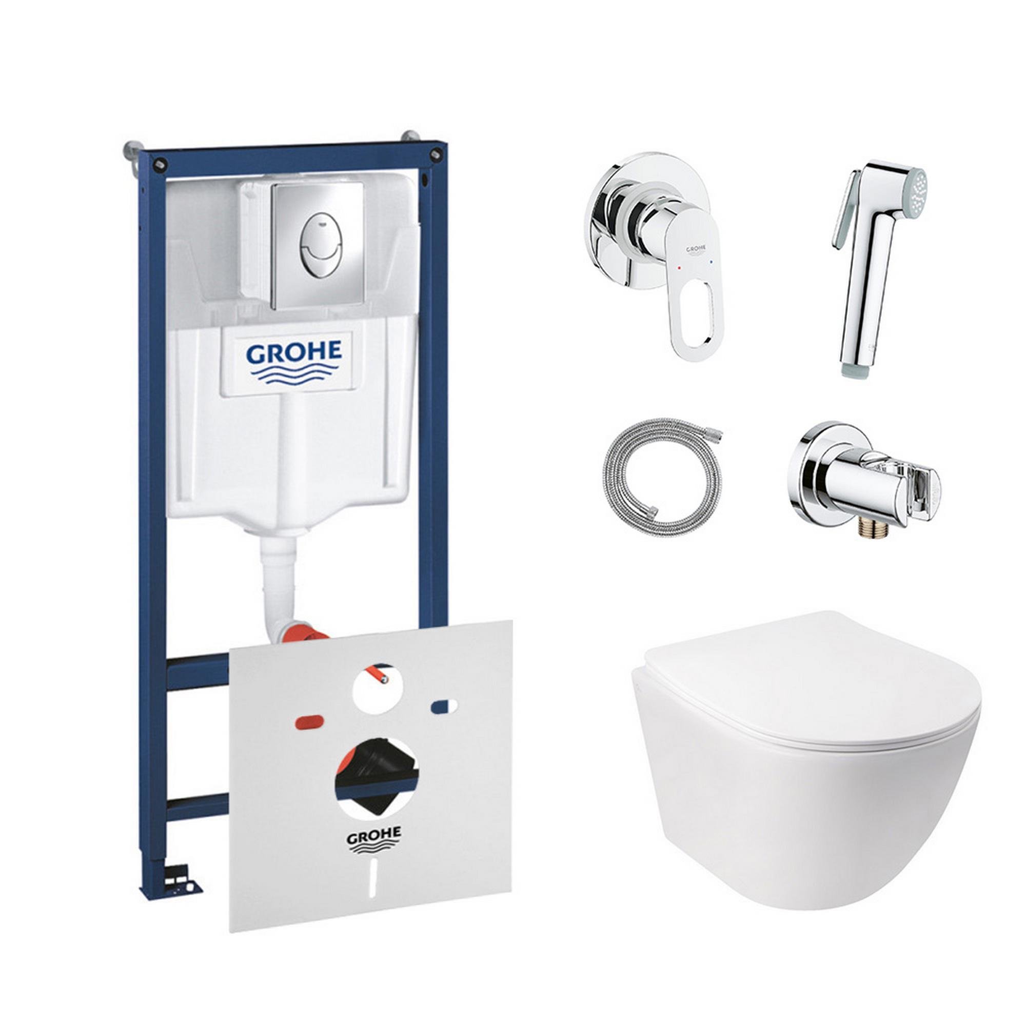 Комплект инсталляции Grohe Rapid SL 38721001QT07335176W111042 с унитазом и кнопкой Хром (75770)