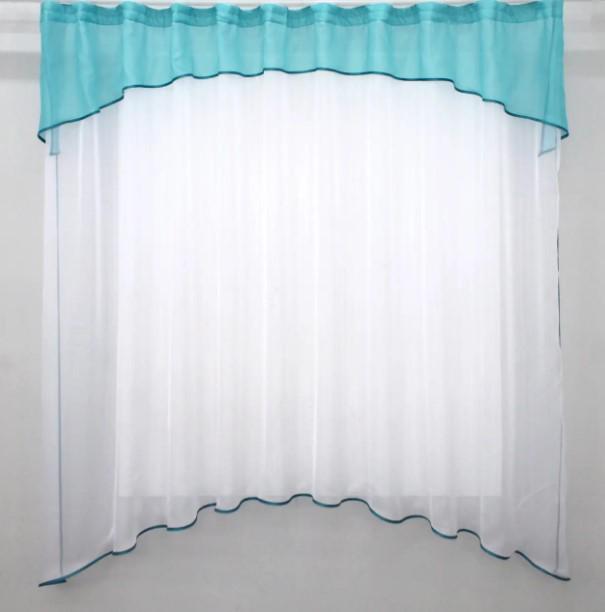 Занавеска арка на кухню/балкон 290х170 см Лазурный/Белый (036к)