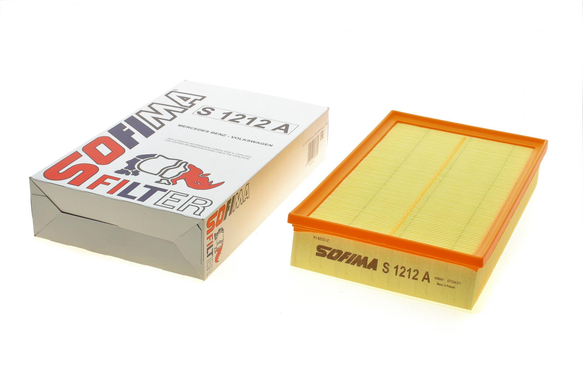 Фільтр повітряний SOFIMA для VW T5/T6 1,9-2,5TDI/2,0-3,2i 03-/MB E-classW210 2,0-4,3i 95-02- (S 1212 A)