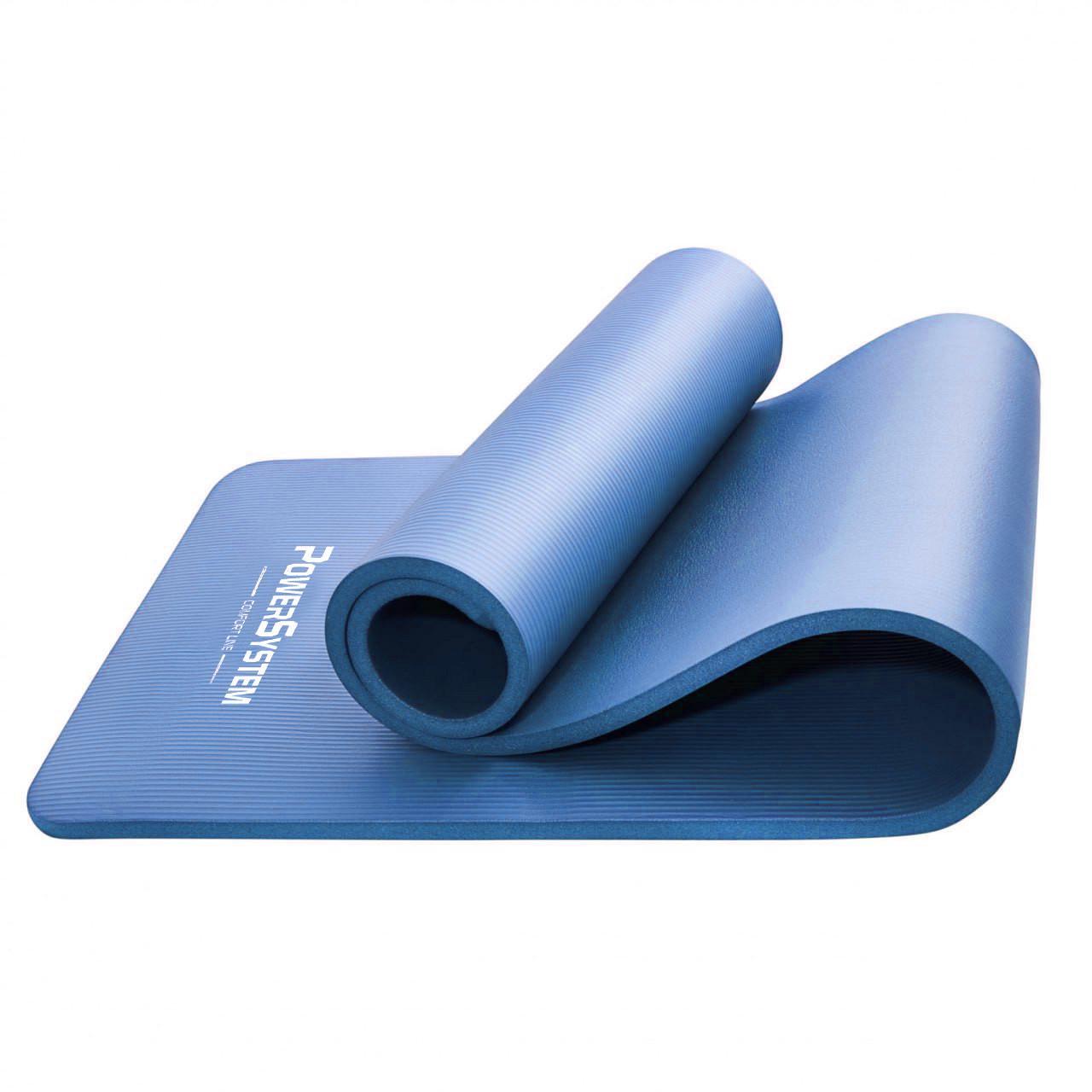 Коврик для йоги и фитнеса Power System PS-4017 NBR Fitness Yoga Mat Plus 180х61х1 см Blue