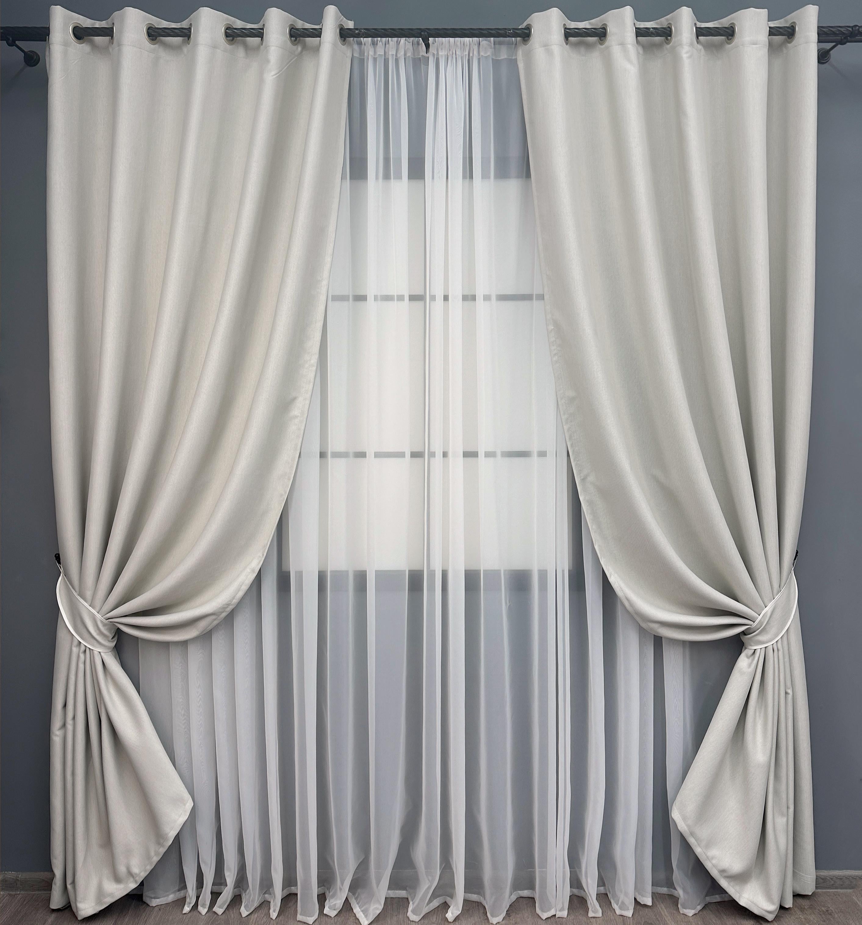 Комплект штор на люверсах VR-Textil Scandi №1903ш блекаут двухсторонний 150х250 см 2 шт. Дымчато-белый (37-0305)