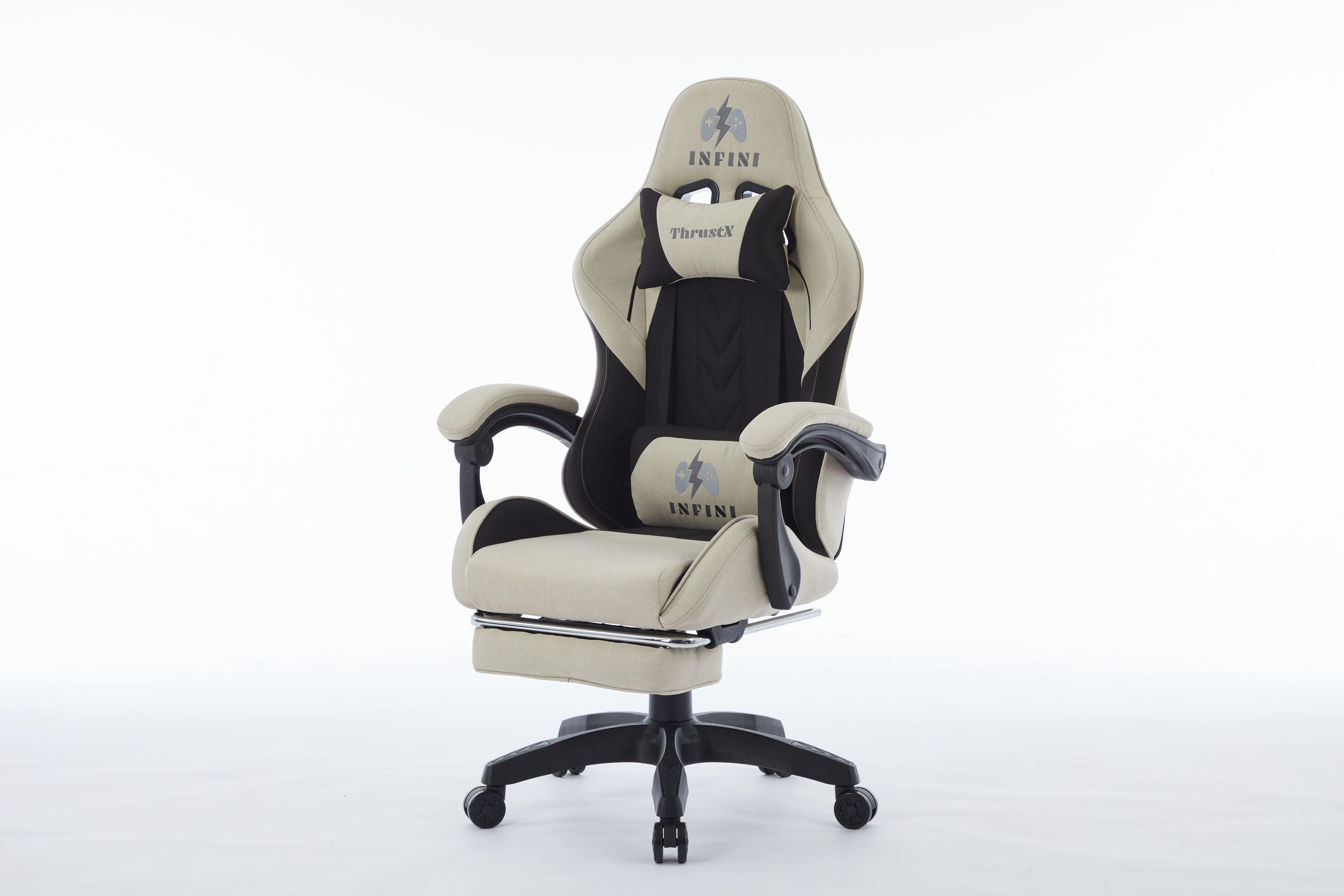 Комп'ютерне крісло з тканини INFINI ThrustX Бежевий/Чорний (23505655) - фото 3