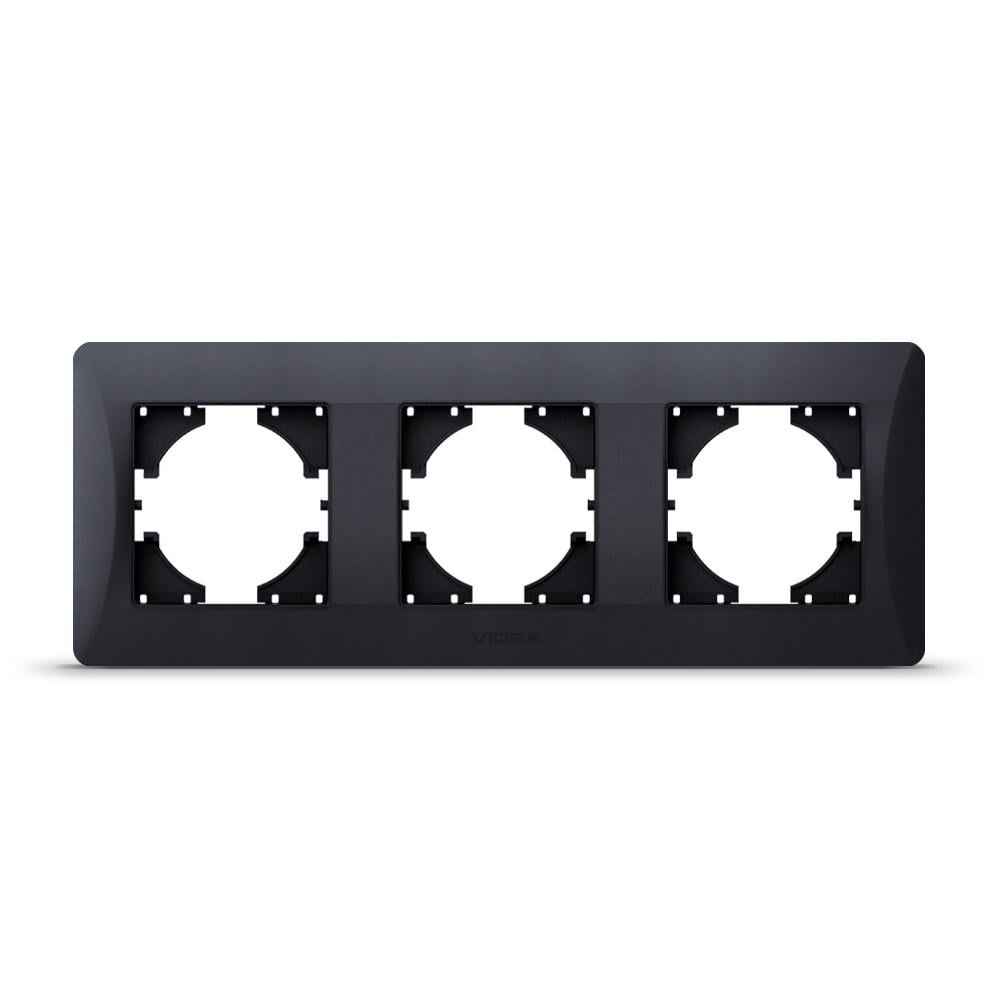 Рамка Videx BINERA 3-постовая горизонтальная Черный графит (12608)