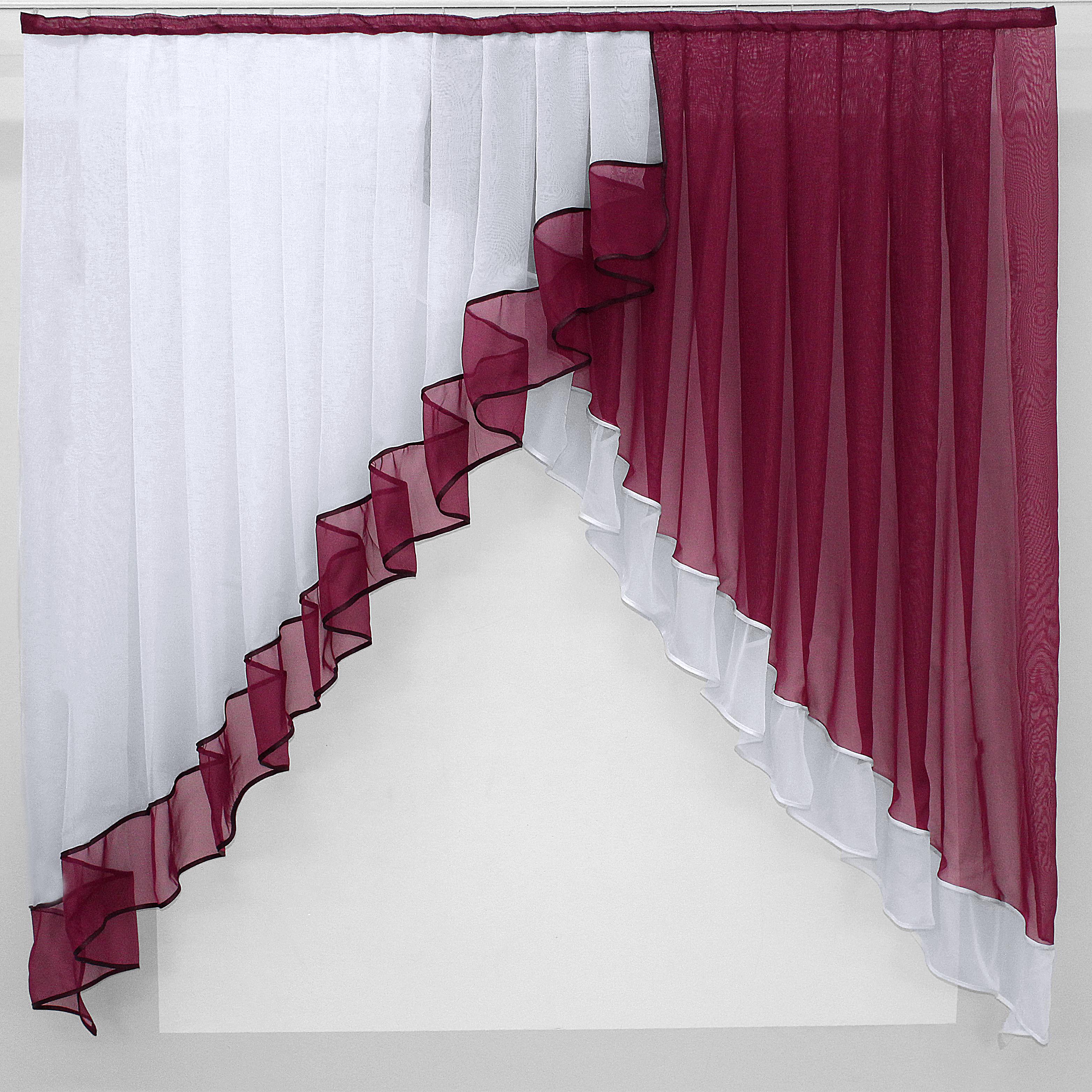 Фіранка кухонна VR-Textil № 023к 150х150 см Білий/Бордовий (50-525) - фото 1