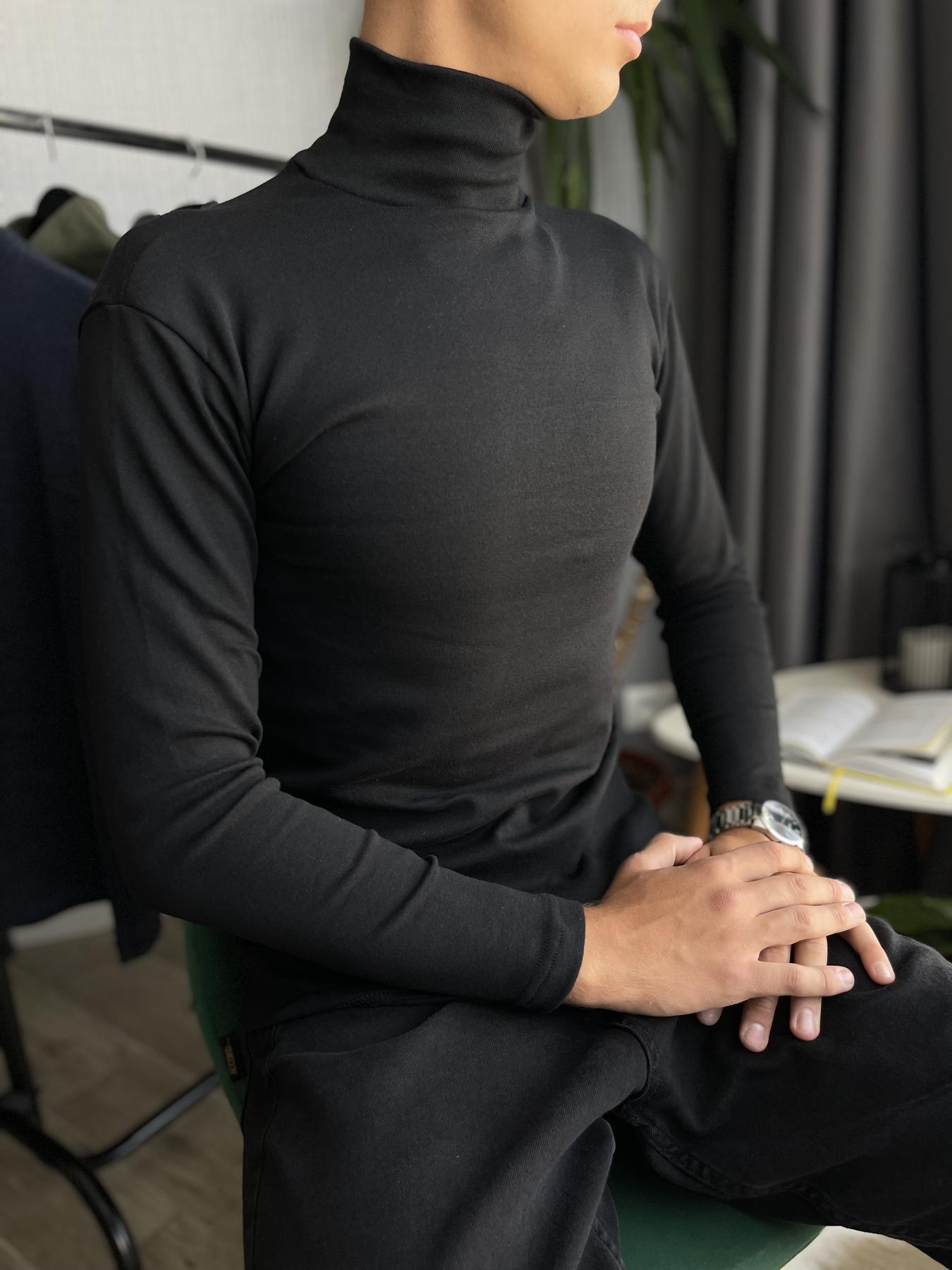 Гольф чоловічий зимовий на флісі облягаючий S Чорний (26534) - фото 3 Гольф чоловічий зимовий на флісі облягаючий S Чорний (26534) - фото 3