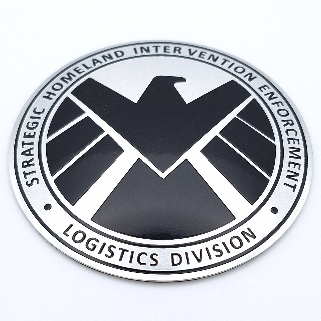 Емблема алюмінієва SHIELD Avengers Месники 7,5 см Хром/Чорний (2390902733)