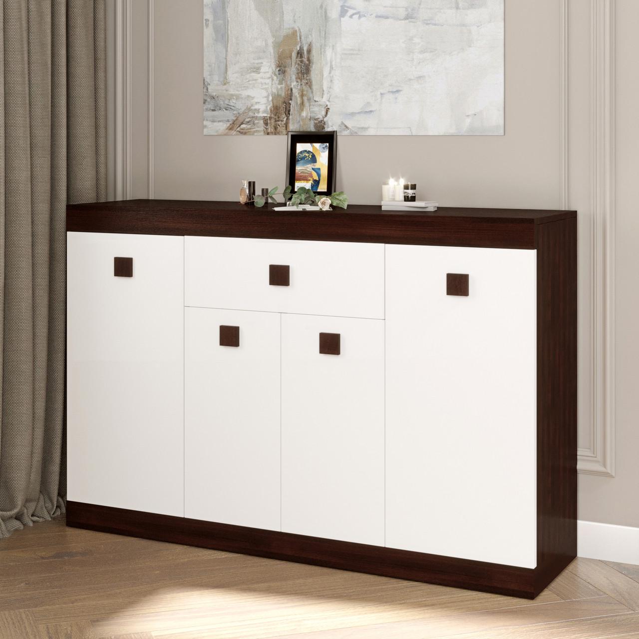 Комод Еверест з дверима та ящиком Соната-7 140х38х94 см Венге темний/Білий (DTM-2018) Комод Еверест з дверима та ящиком Соната-7 140х38х94 см Венге темний/Білий (DTM-2018)