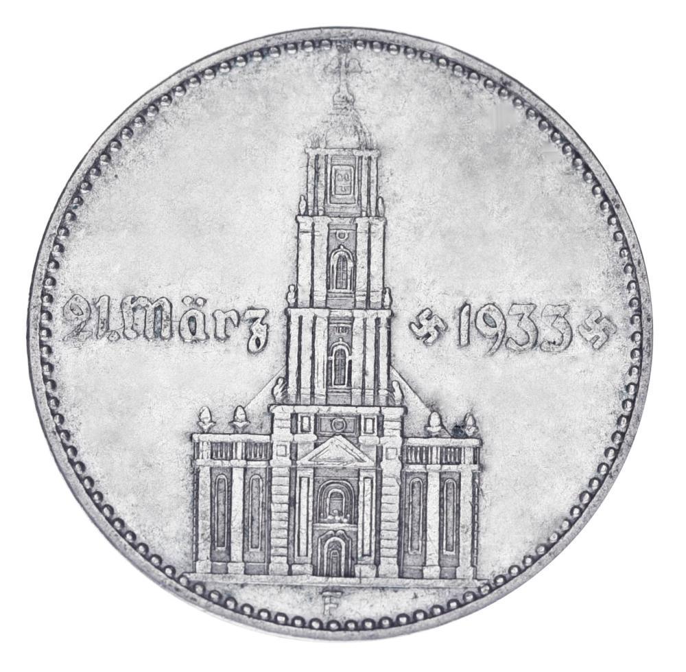 Коллекционная монета Германия 2 марки 1934 Серебро F-VF F Кирха с датой 1933