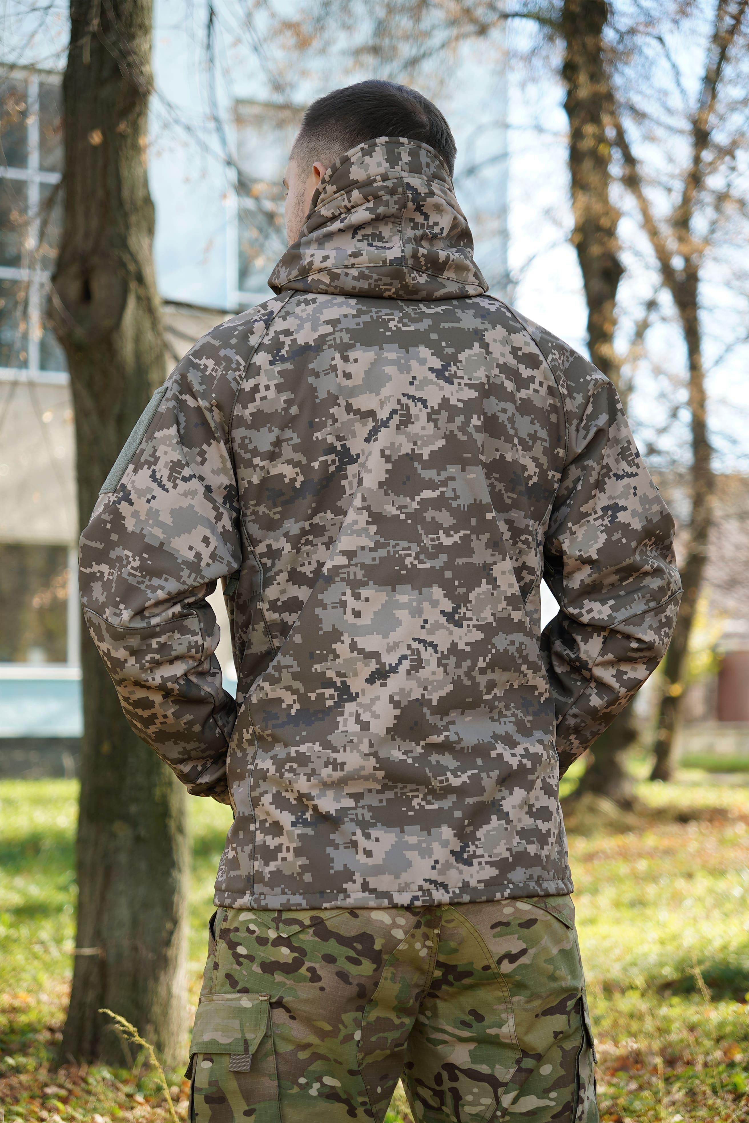 Куртка военная мембранная Windproof Softshell Pro с защитой от ветра и дождя XL Пиксель (7294-2-XL) - фото 13