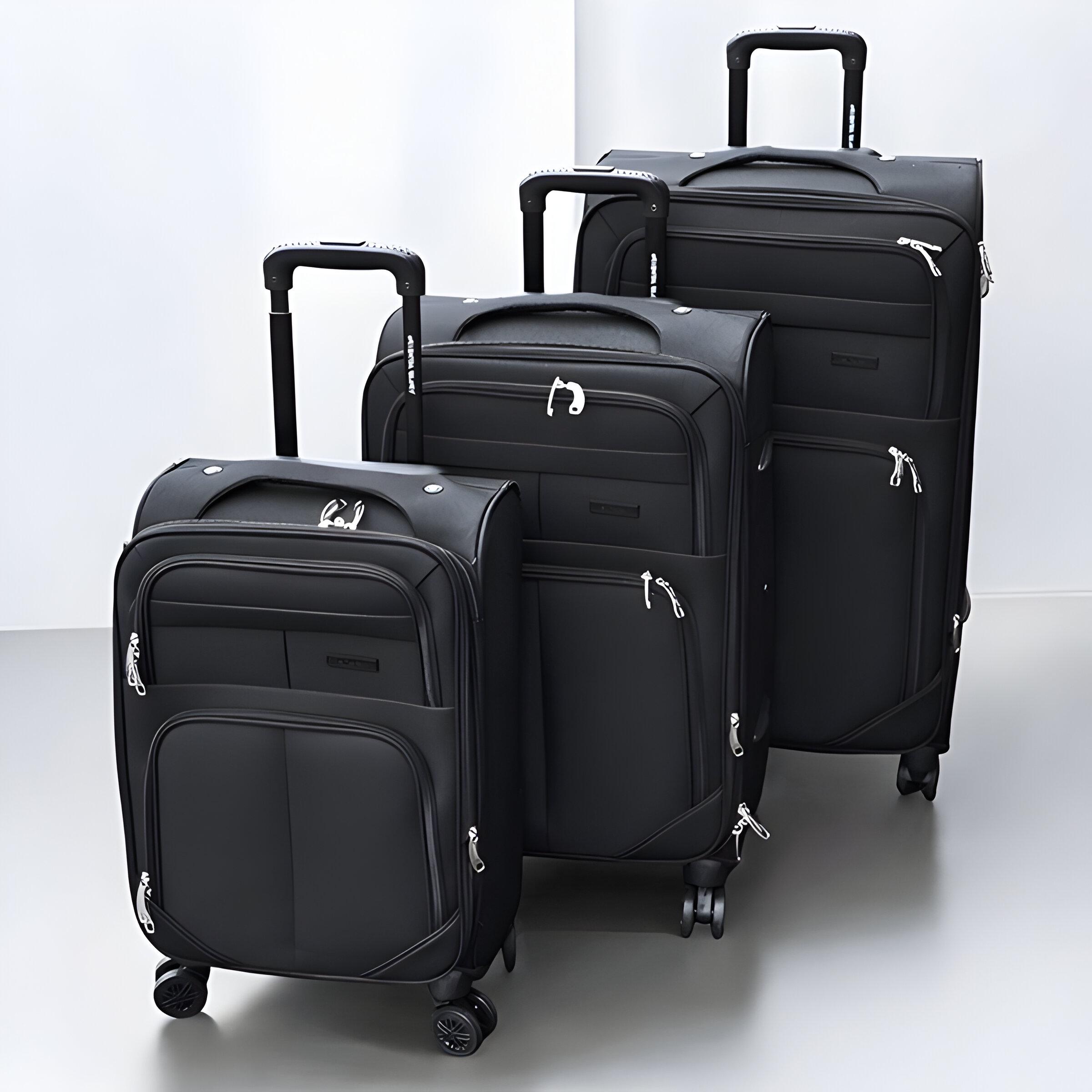 Набір валіз тканинних 3в1 з кодовим замком та телескопічною ручкою Чорний (6071) - фото 2