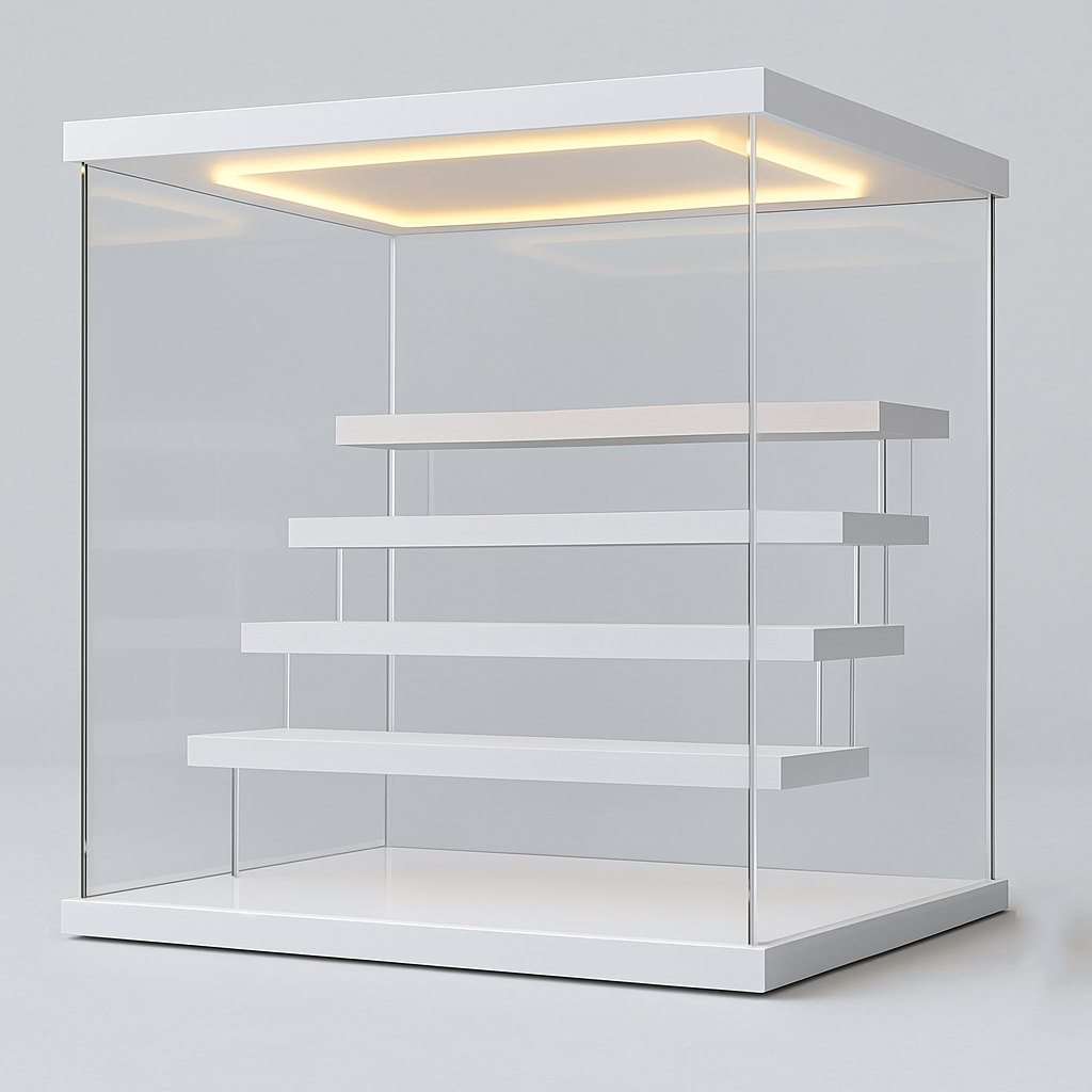 Бокс-витрина Акрил прозрачная с подсветкой для аксессуаров с дверками 320х300x3 мм Белый ( B320300LO )