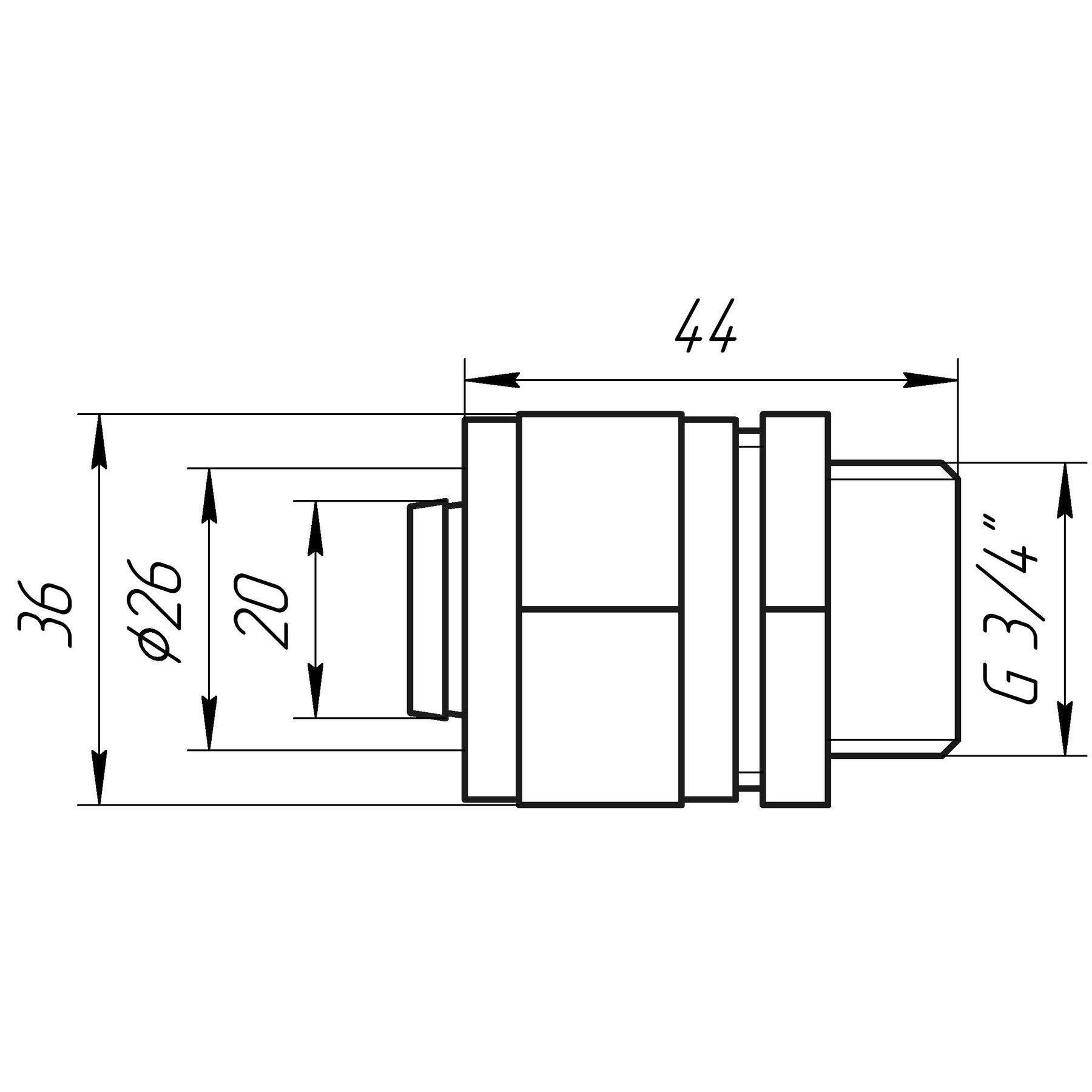 Муфта із зовнішнім різьбленням Ape Italy 701 L 3/4x26 (000000613) - фото 3 Муфта із зовнішнім різьбленням Ape Italy 701 L 3/4x26 (000000613) - фото 3