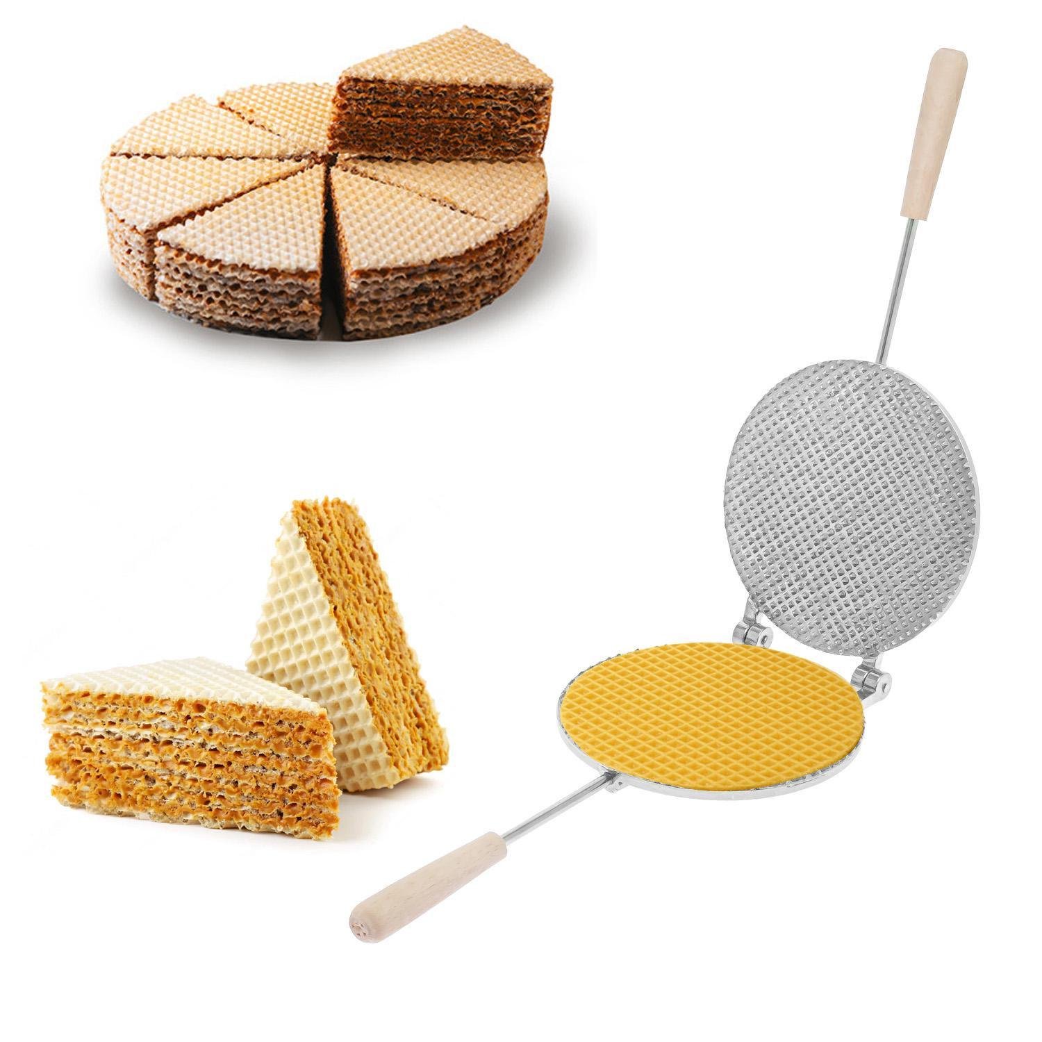 Форма для випічки вафельних коржів для тортових вафель на плиті Ø 18 см зі знімними ручками (28843773) - фото 2 Форма для випічки вафельних коржів для тортових вафель на плиті Ø 18 см зі знімними ручками (28843773) - фото 2