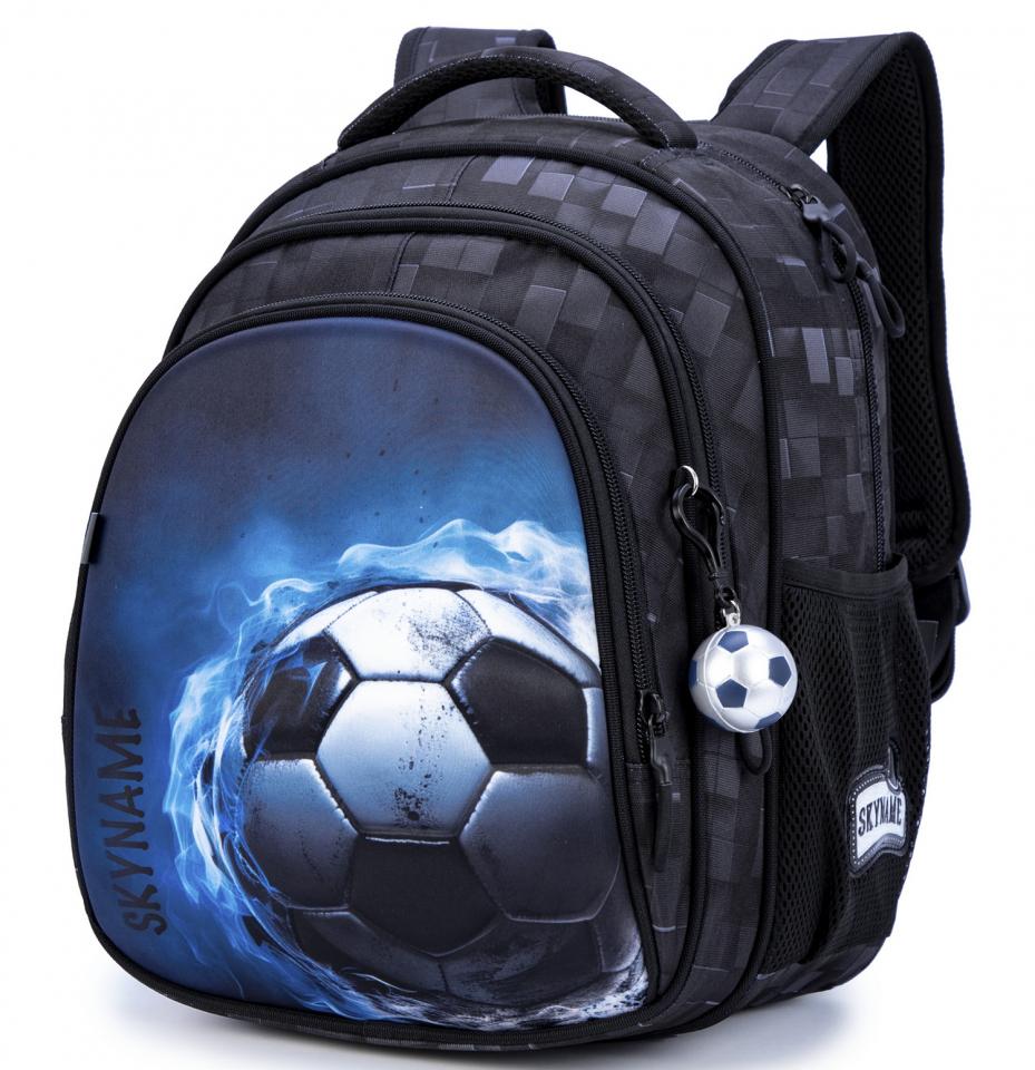 Школьный рюкзак для мальчика SkyName Футбольный мяч 1-4 класс 6-10 лет с анатомической спинкой Черный (R2-218)
