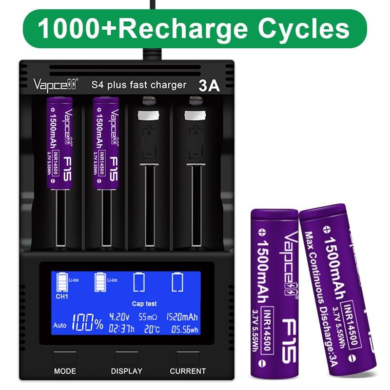 Акумулятор VapCell 14500/AA Li-Ion INR14500 F15 1500 mAh 3A 4,2/3,6/2,5V Purple (25993919) - фото 5 Акумулятор VapCell 14500/AA Li-Ion INR14500 F15 1500 mAh 3A 4,2/3,6/2,5V Purple (25993919) - фото 5