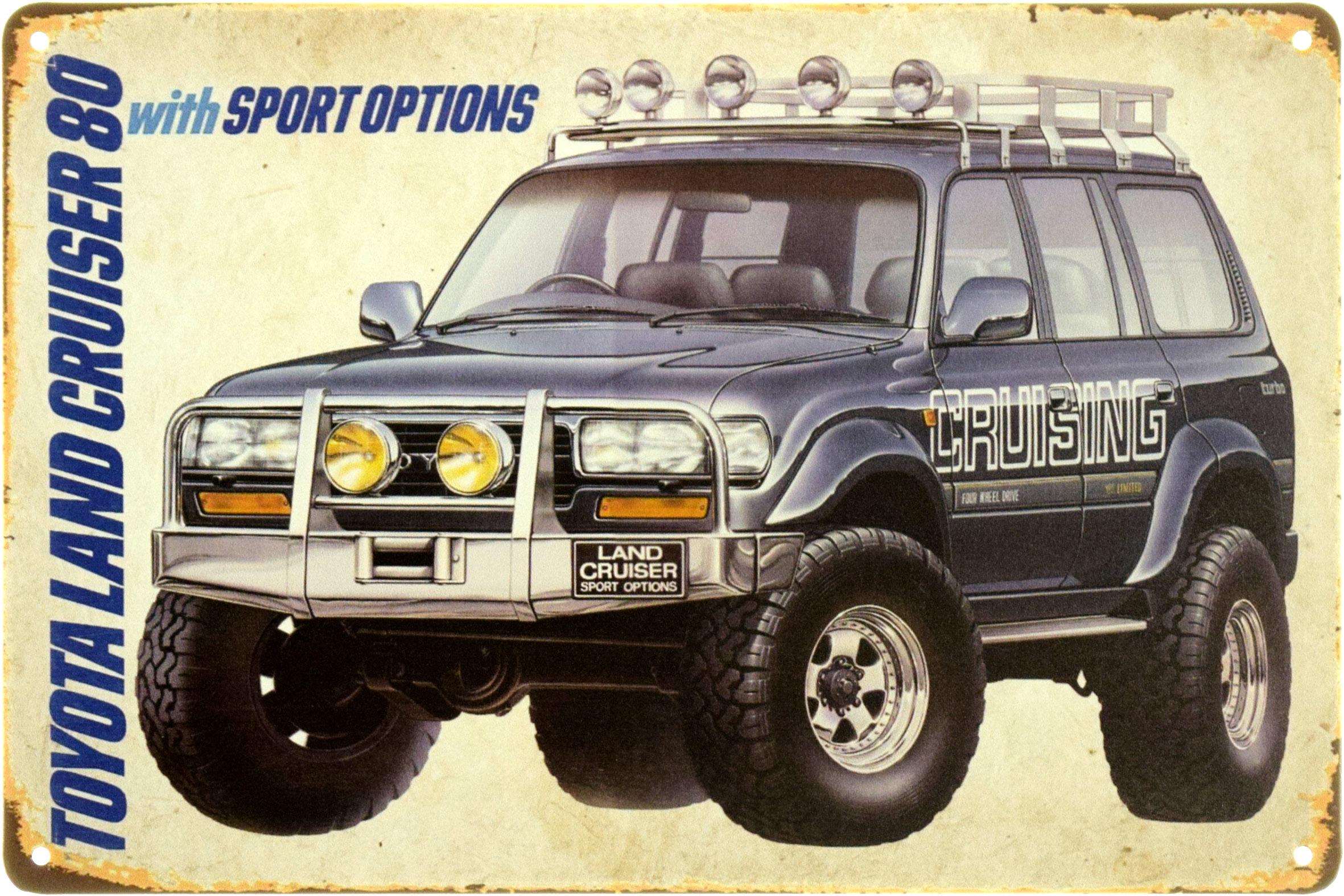 Табличка металлическая "Toyota Land Cruiser 80 With Sport Options" 20x30 см (ms-104101)