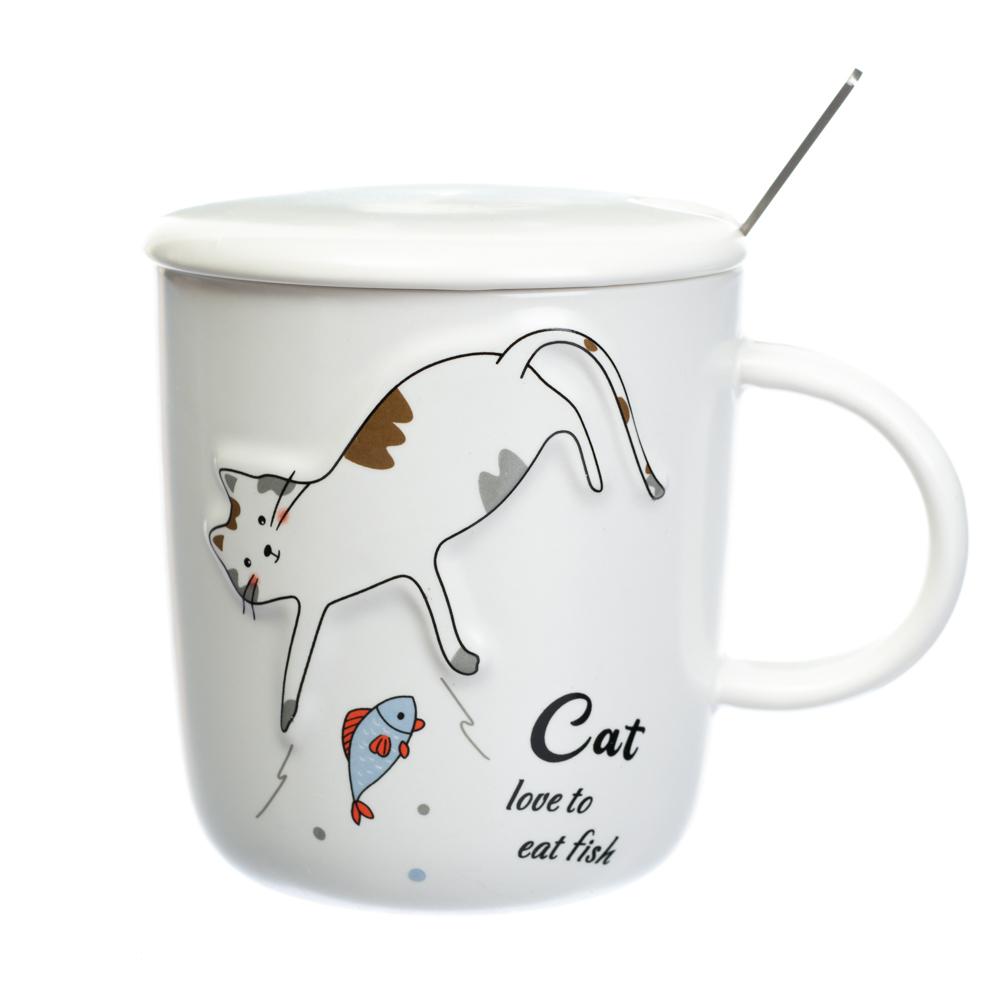 Керамическая чашка Elisey Cat and butterfly Белый 400 мл (8805-015)