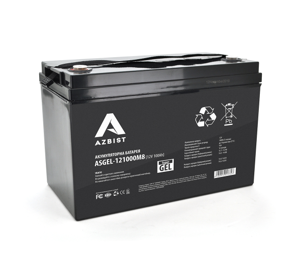 Аккумулятор для ИБП гелевый AZBIST Super GEL ASGEL-121000M8 12V 100,0Ah 329x172x215 мм 31 кг (01332)