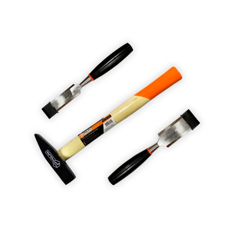 Набор Polax молоток 300 г и 2 стамески с пластиковой ручкой 32 и 38 мм (335-27)