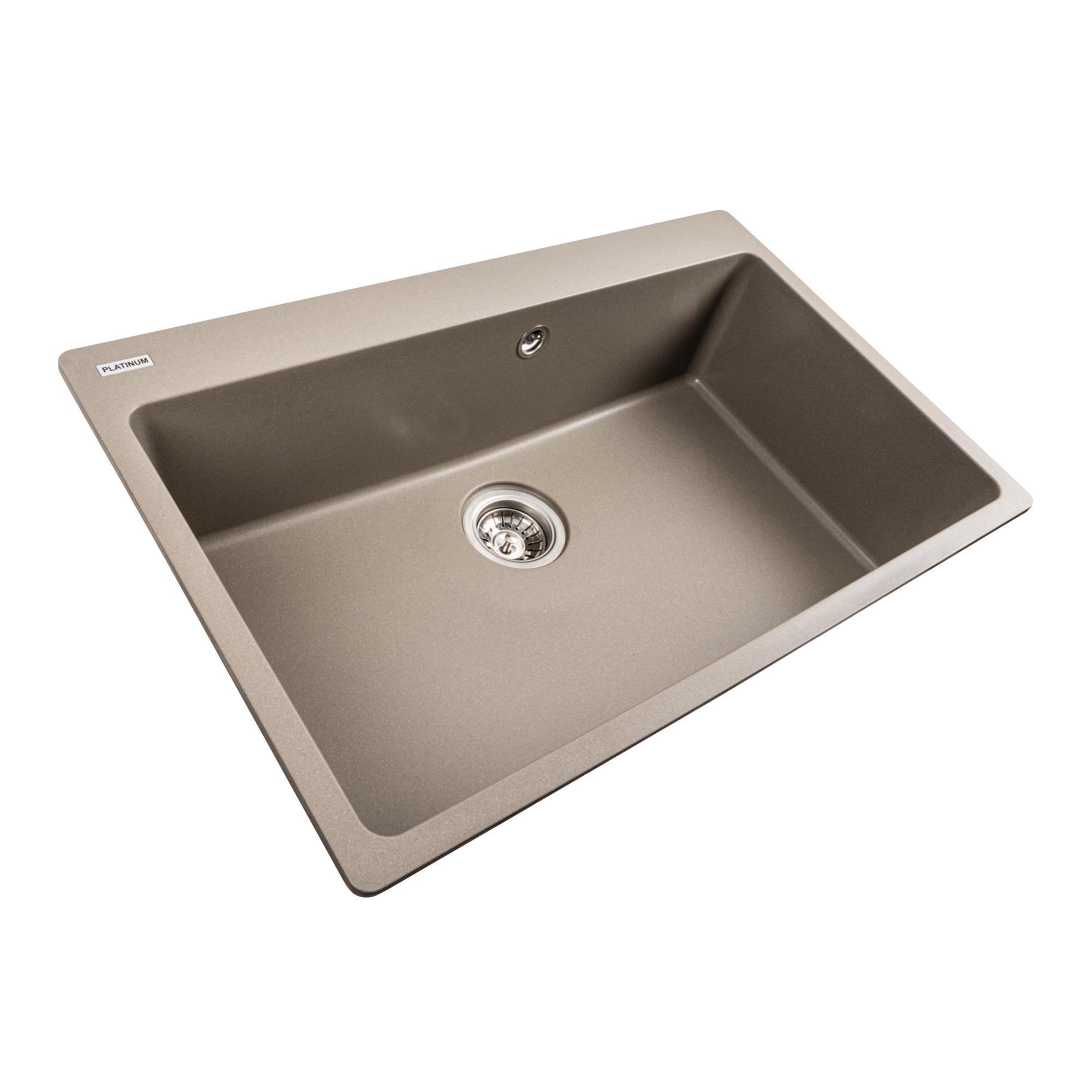 Мийка кухонна Platinum PLS-A39643 гранітна прямокутна 780x500 мм Бежевий (25963326) - фото 2