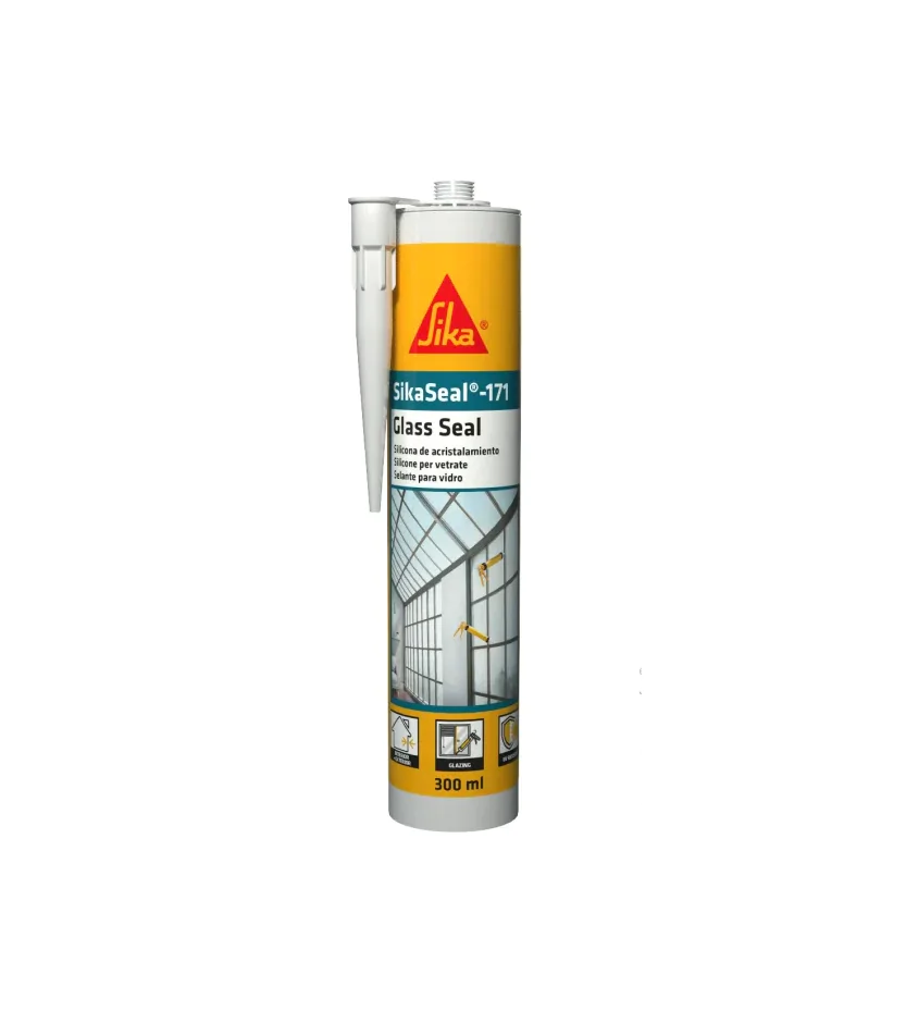 Герметик силіконовий всепогодний для скла Sika SikaSeal-171 еластичний протигрибковий картридж 300 мл Прозорий