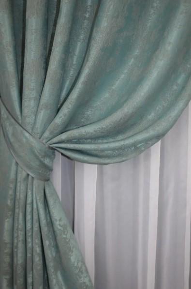 Комплект штор на люверсах SULTAN ХО жаккард 1,5 х2,5 м 2 шт. Бірюзовий/Сірий (1148ш) - фото 3